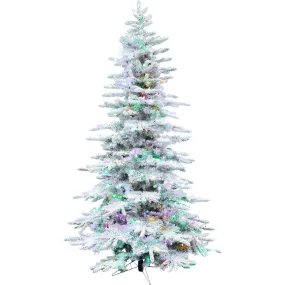 12-Ft. Flocked Pine Valley Christmas Tree with Music, Multi-Color LED String Lighting, and Remote By Fraser Hill Farm