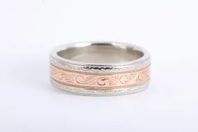 14k Two-Tone Swirl Design Band Size 9.5 (10.85g.)