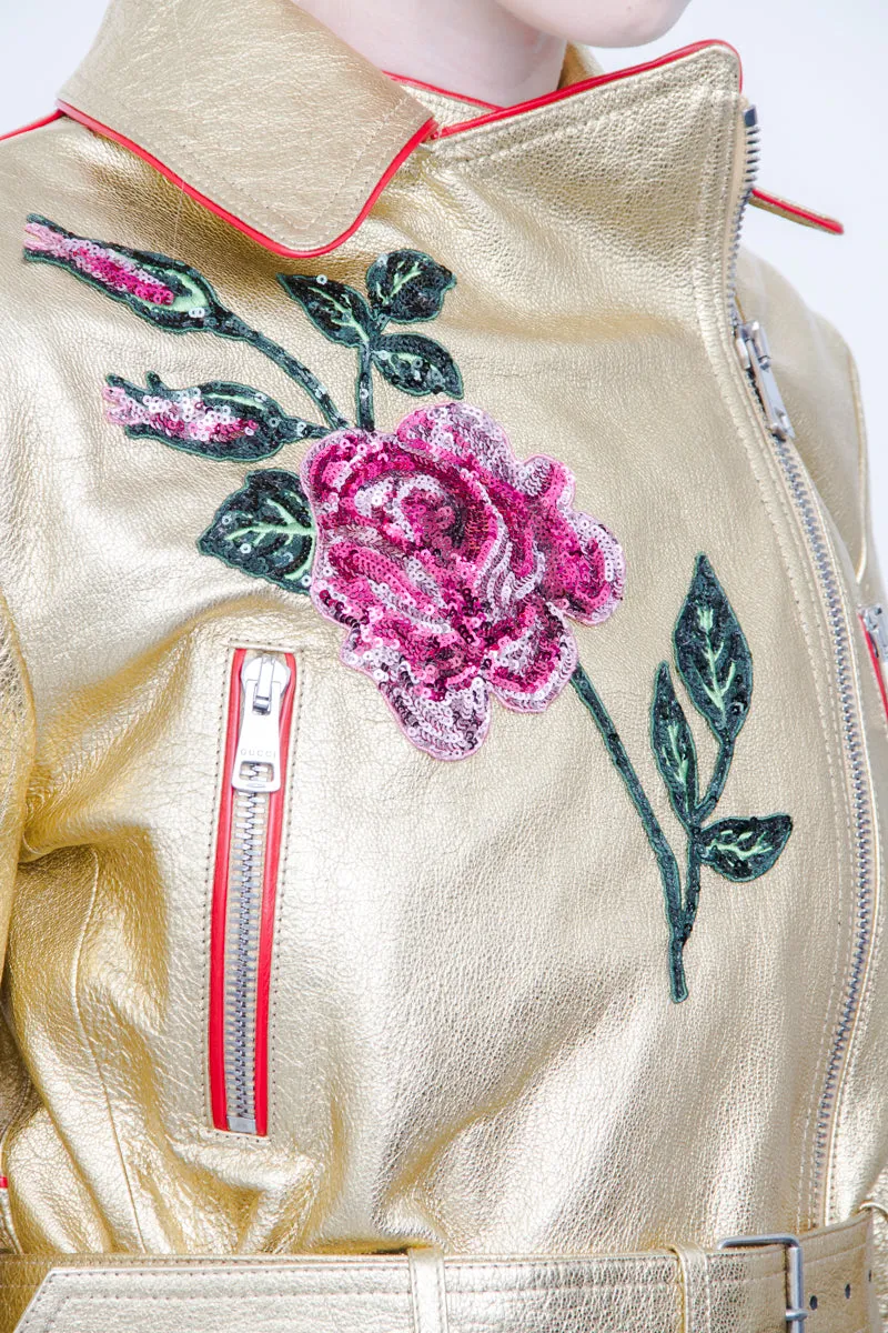 2017 NEW GOLD LEATHER JACKET