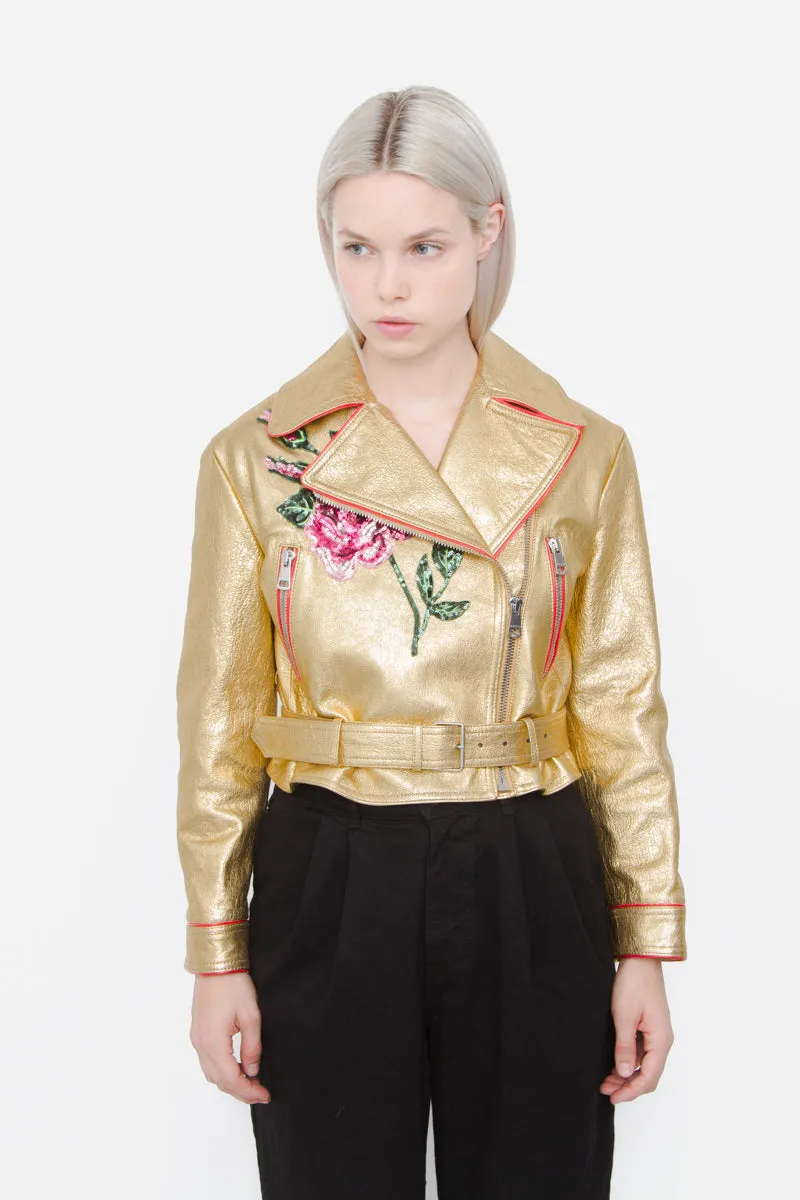 2017 NEW GOLD LEATHER JACKET