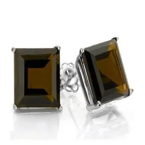 3.39 CT SMOKEY TOPAZ 925 STERLING SILVER EARRINGS STUD