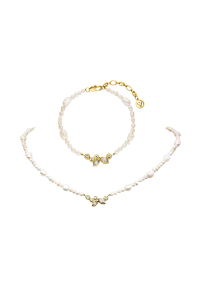 Adorn Necklace & Bracelet Set Gold