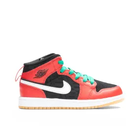 Air Jordan 1 Mid SE (PS) - Black/Fire Red/White/Malachite