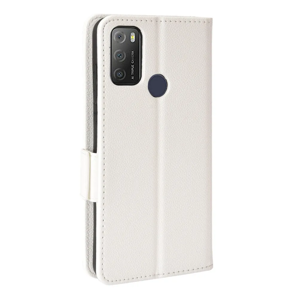 Alcatel 1S (2021) / 3L (2021) Litchi Læder Cover m. Pung - Hvid