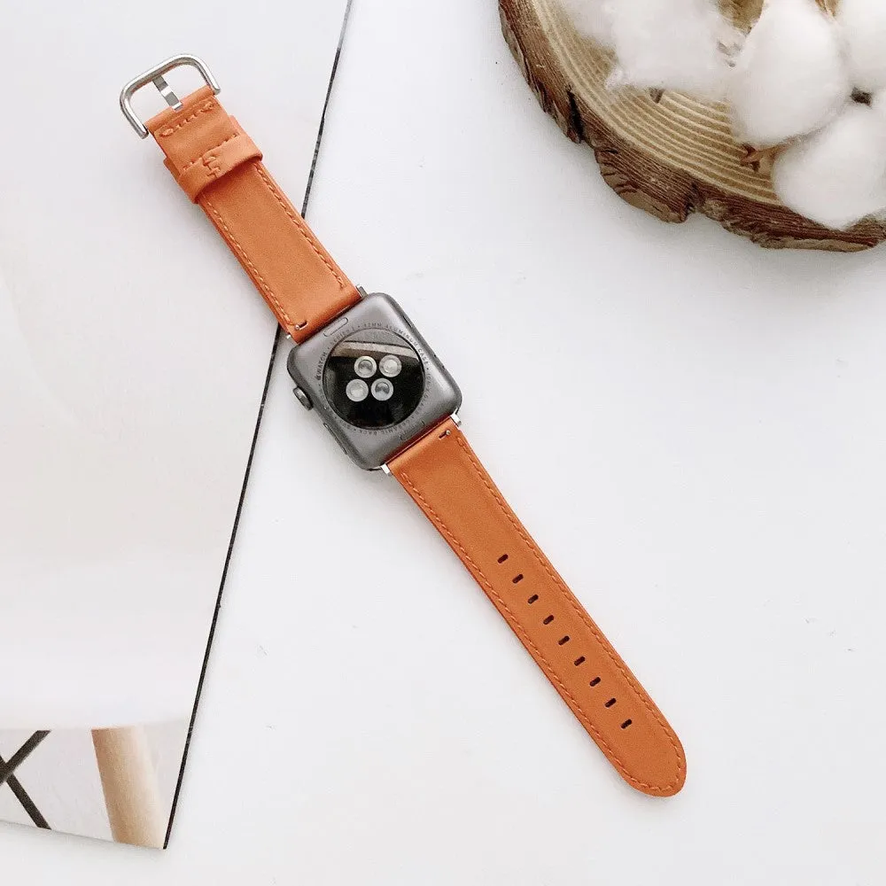 Apple Watch (38/40/SE/41MM) Single Colour Læder Rem - Brun