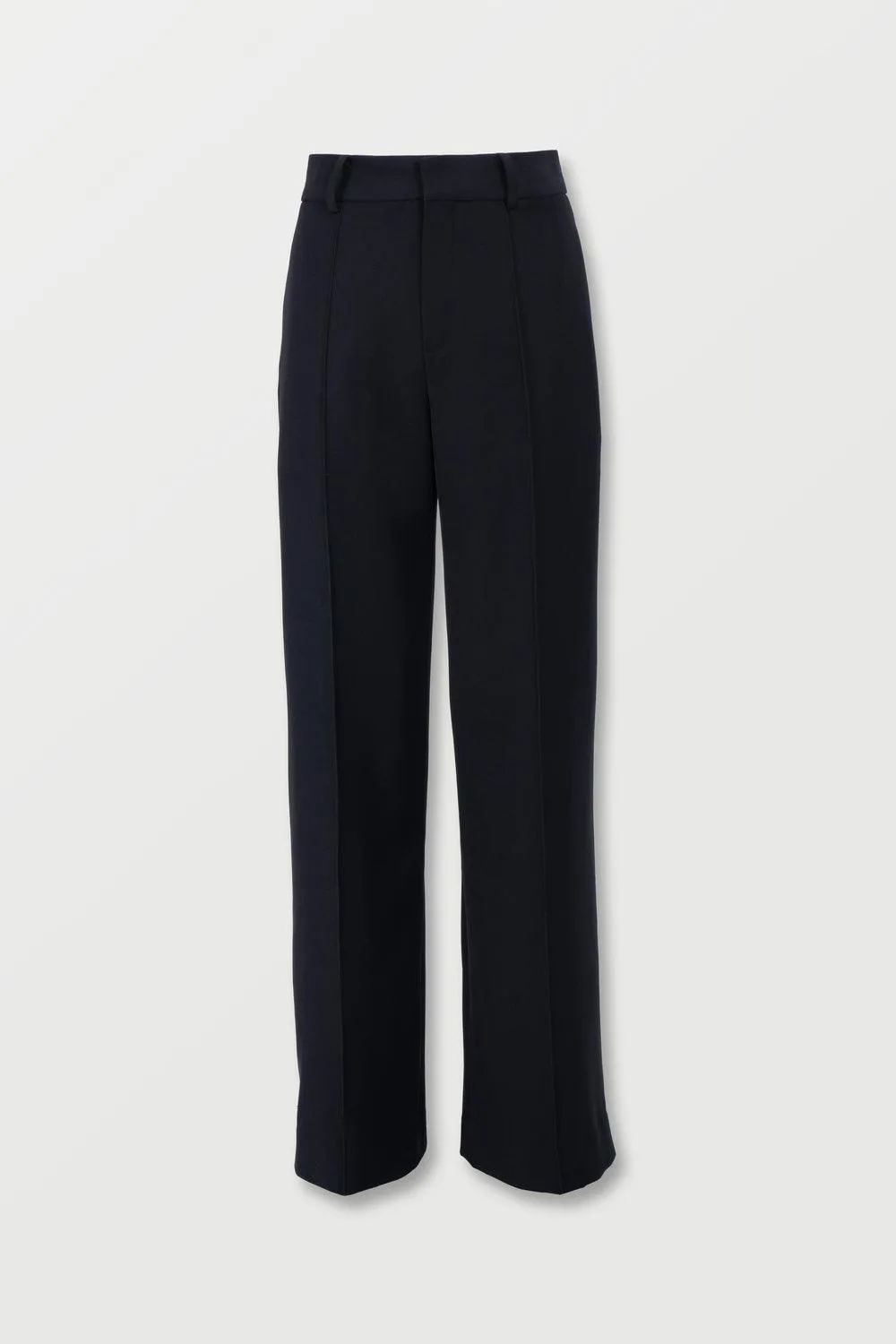 Basic Straight Wide Leg Twill Ankle Length Trousers