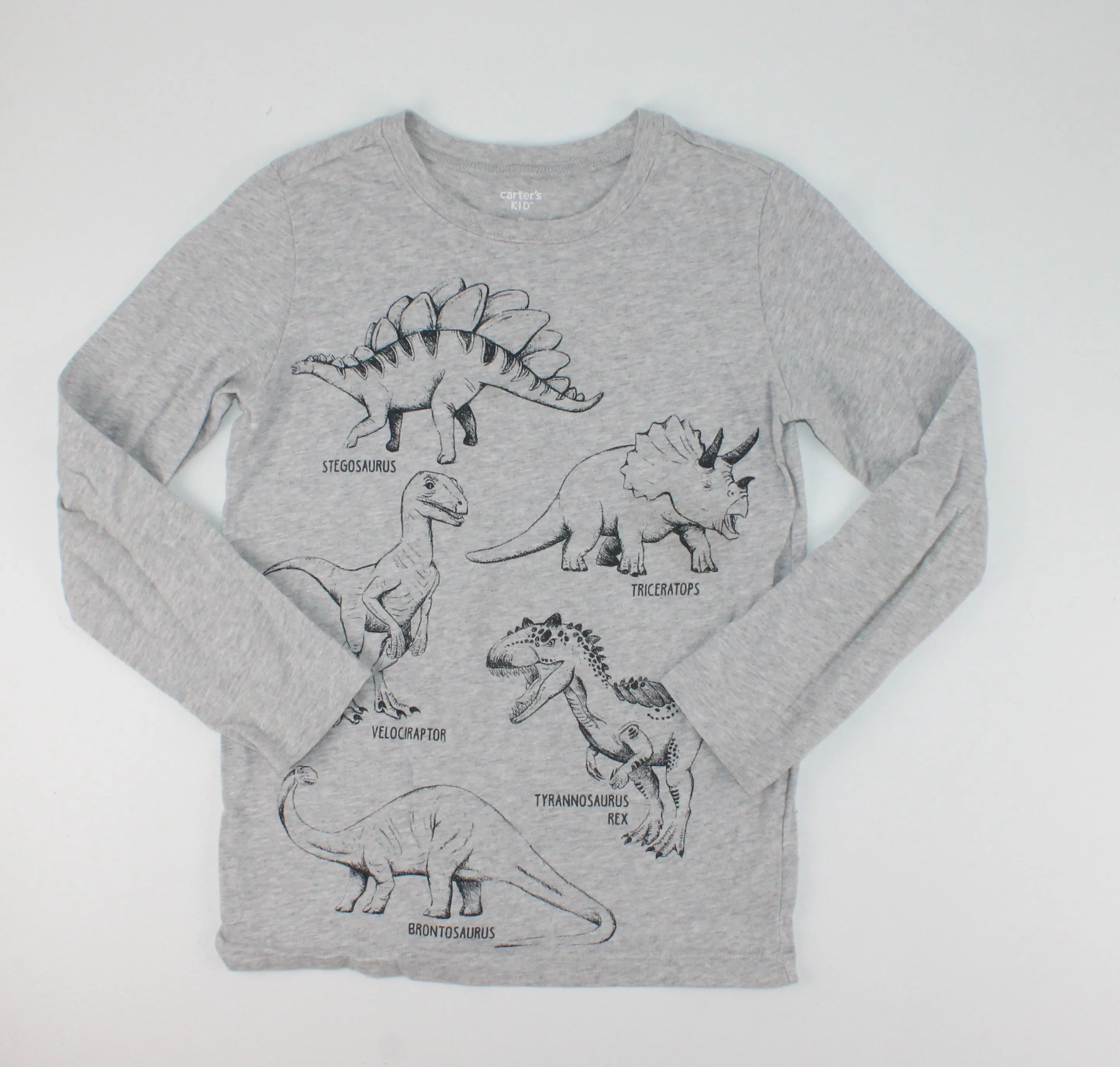 CARTERS GREY DINO LONG SLEEVE TOP 8Y EUC