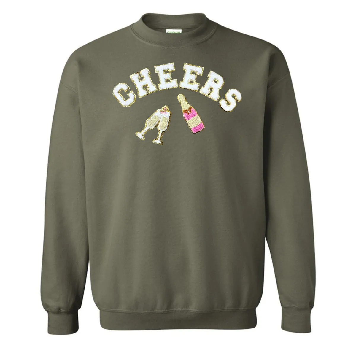 'Cheers' Letter Patch Crewneck Sweatshirt