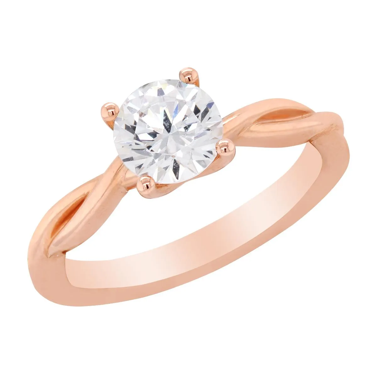 CLASSIC ROSE GOLD SOLITAIRE ENGAGEMENT RING SETTING WITH TWISTED SHANK