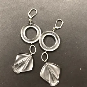 Clear Deco Curtain Loop Statement Drop Earrings