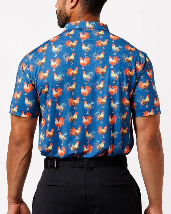 Cocky Rooster Polo-Navy-Waggle golf