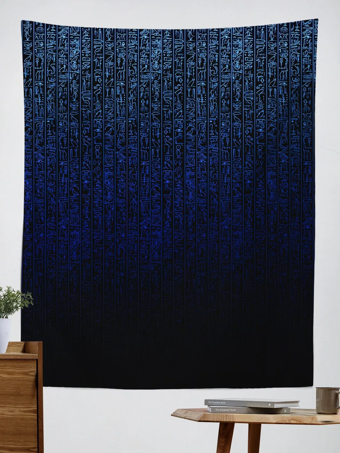 Egyptian Glyphs (Blue) Tapestry