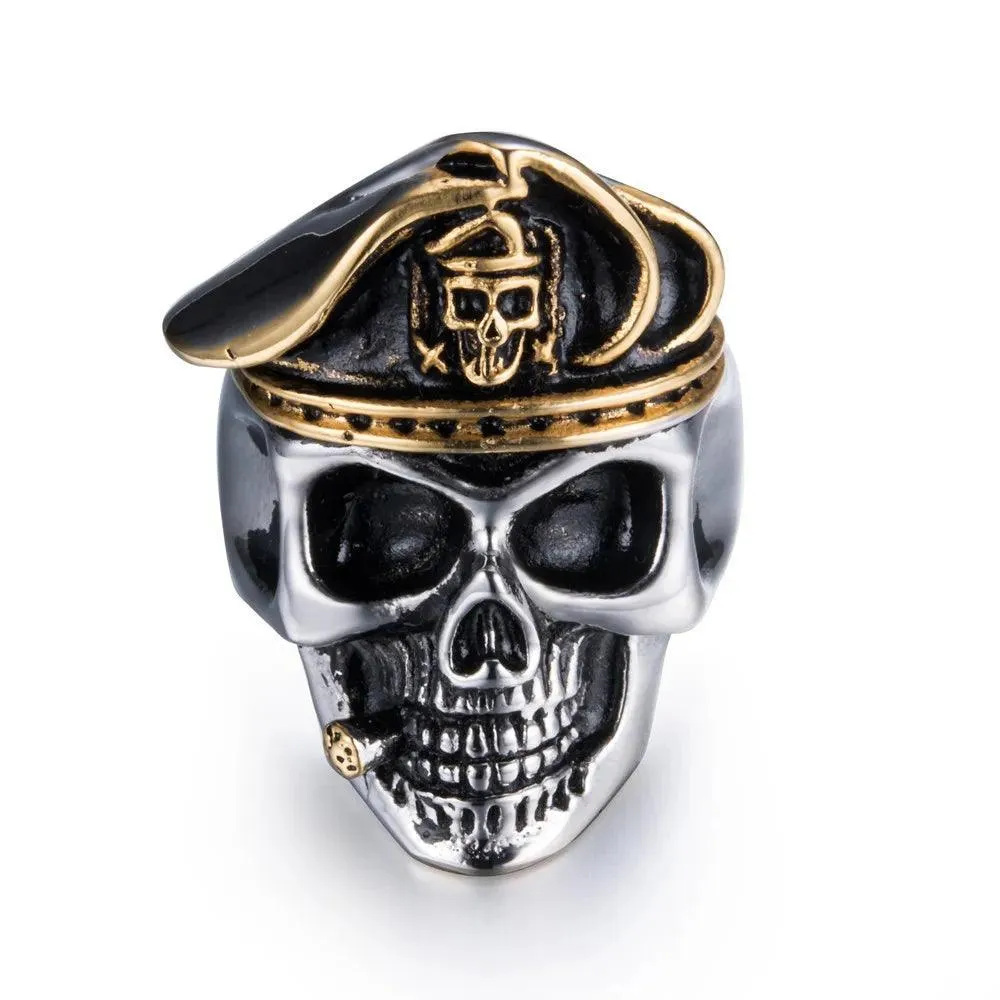 Gothic Punk Ring For Men Retro Skeleton