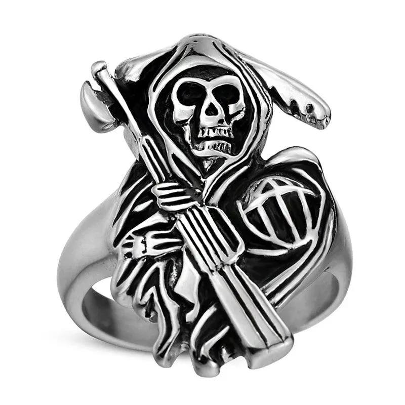 Gothic Punk Ring For Men Retro Skeleton