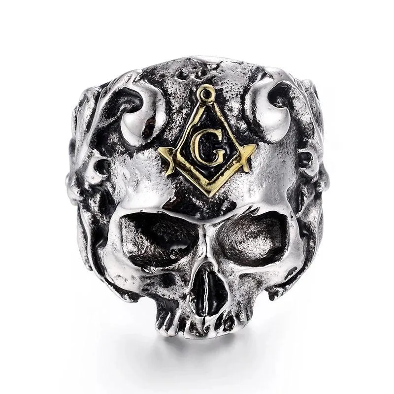 Gothic Punk Ring For Men Retro Skeleton