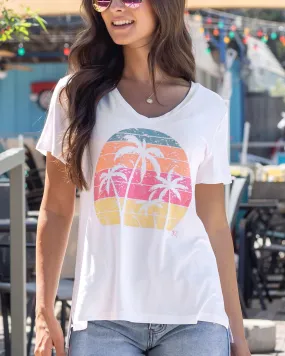 Grace and Lace VIP Favorite V-Neck Graphic Tee - Palm Trees