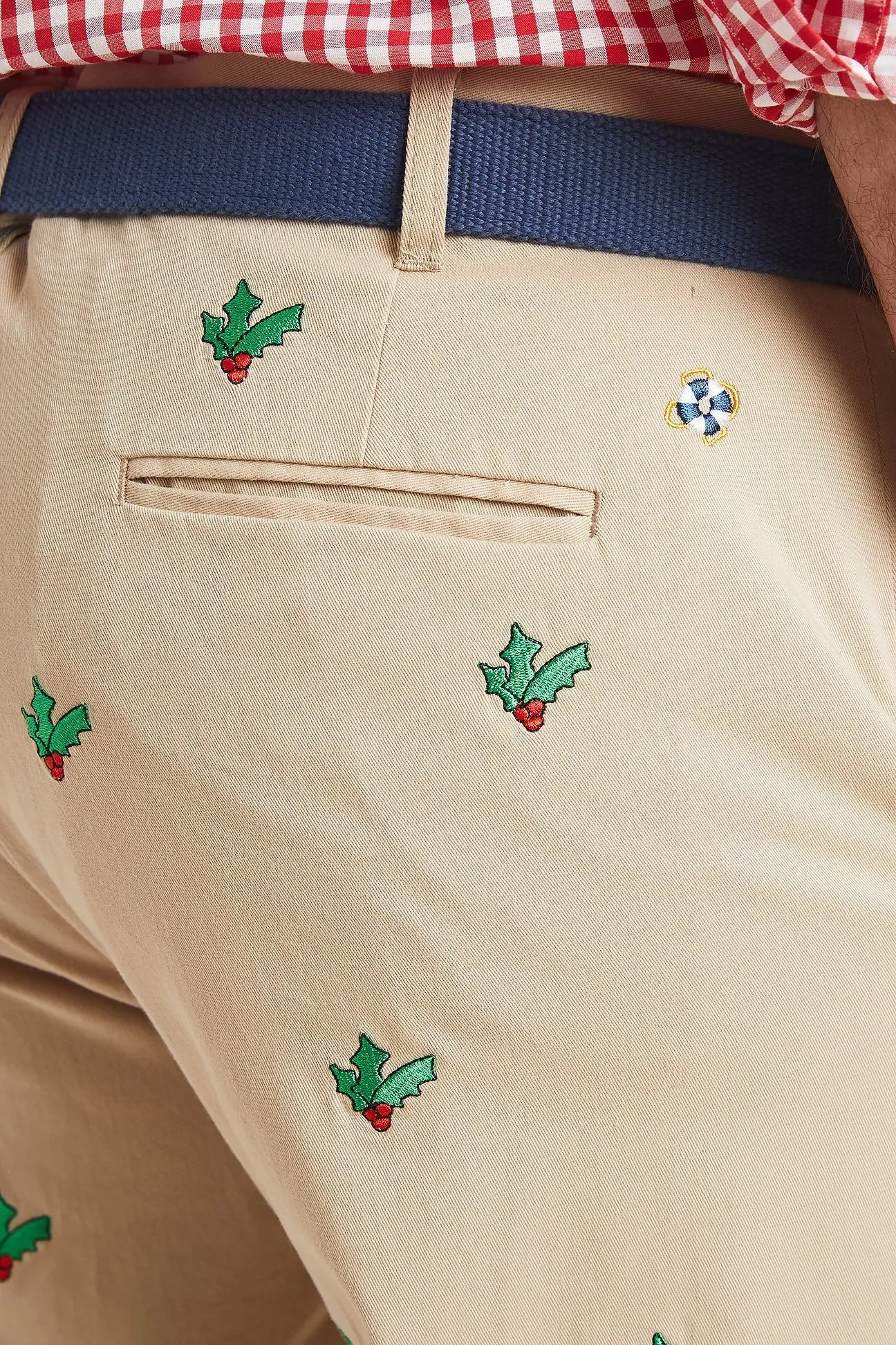 Harbor Pant Stretch Twill Khaki with Hollyberry