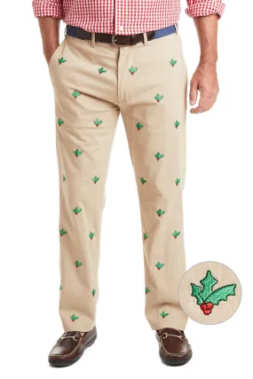 Harbor Pant Stretch Twill Khaki with Hollyberry