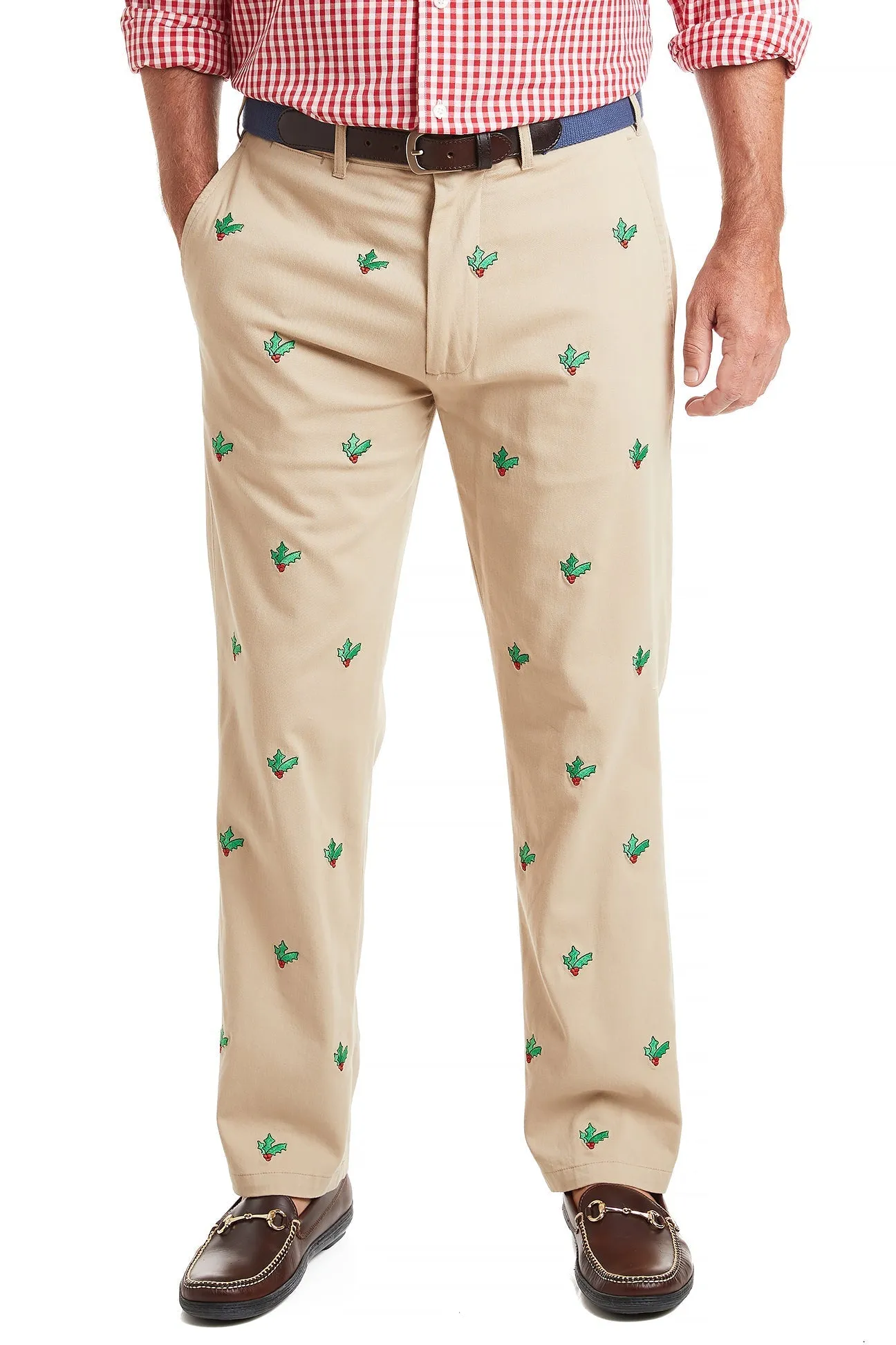 Harbor Pant Stretch Twill Khaki with Hollyberry