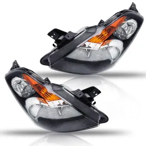 Headlight Assembly For 2007-2009 Nissan Altima 4-Door Models Black Housing with Amber Reflector