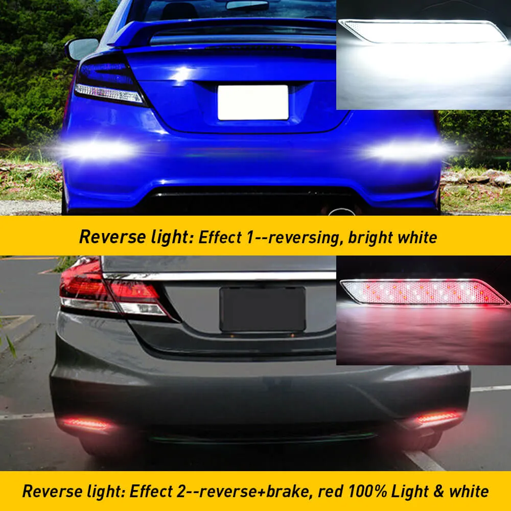 LED Rear Bumper Reflector Light Brake Tail Lights Fits 2013-2015 Honda Civic