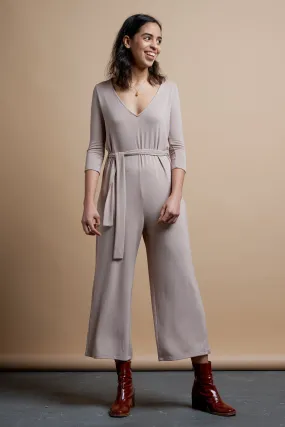 long sleeve jumpsuit sand