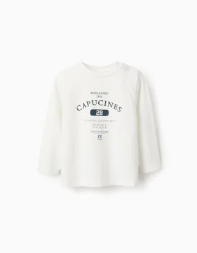 Long-sleeved T-shirt for Baby Boys 'Paris', White