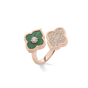 LUCE COLOUR - RING TOI ET MOI ROSE GOLD PAVE MALACHITE & 1 DIAMOND