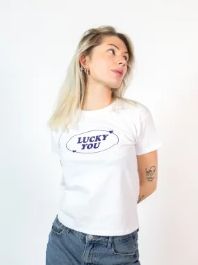 LUCKY YOU, BABY TEE - HVID