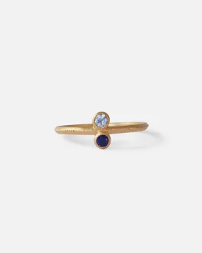 Melee Ball / Toi et Moi Blue and Light Blue Sapphire Ring