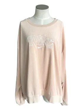 Nike Women’s Size 3X Beige Velour Logo Sweatshirt Top