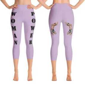 Our best viral leggings pale purple woman power black letters