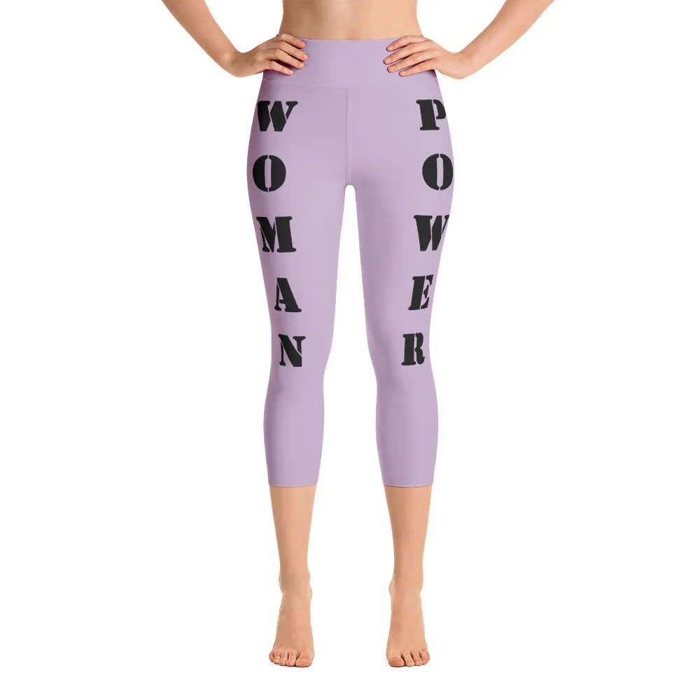 Our best viral leggings pale purple woman power black letters