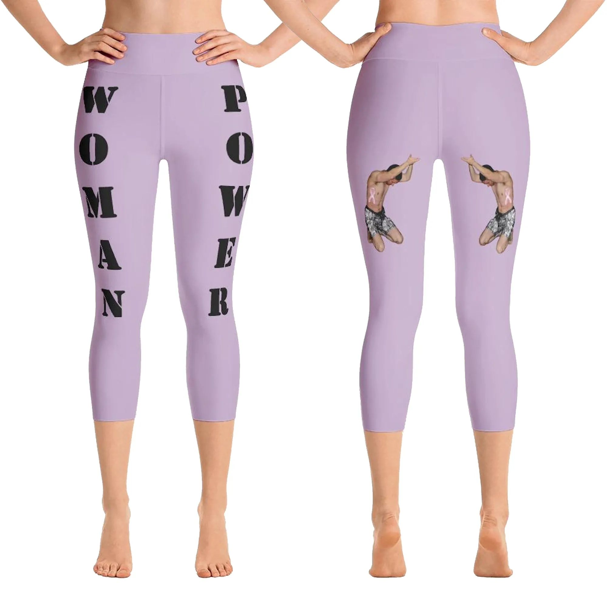 Our best viral leggings pale purple woman power black letters