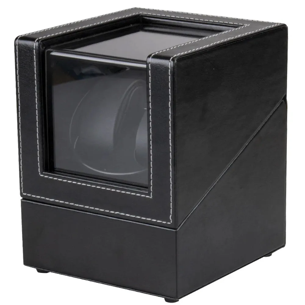 PU Leather Double Watch Winder (White Stitching)