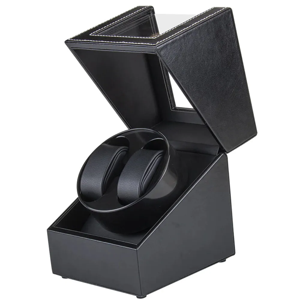 PU Leather Double Watch Winder (White Stitching)