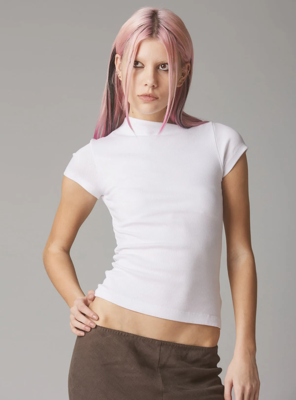 Rib Asymmetrical Cap Sleeve