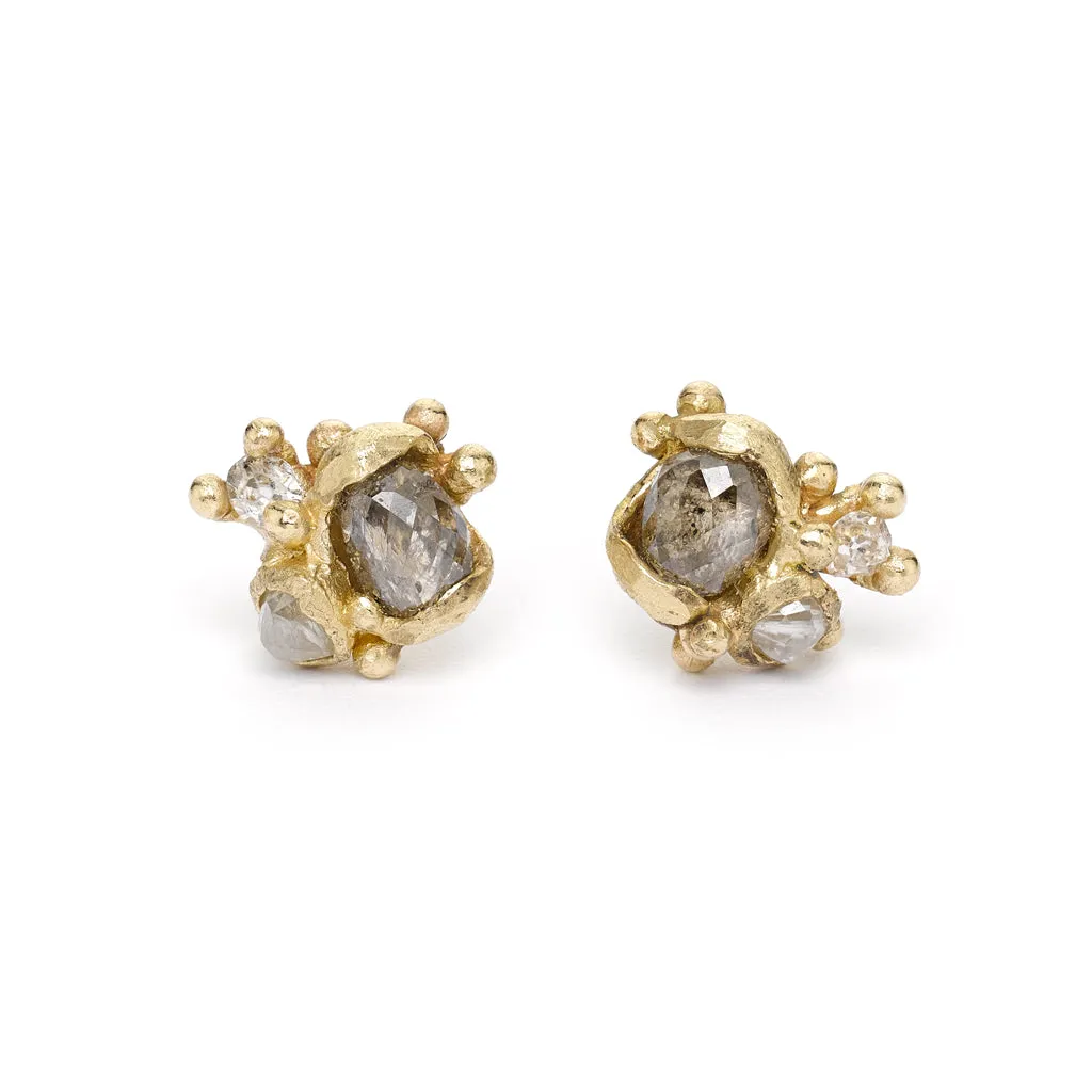 Rose Cut Diamond Cluster Studs