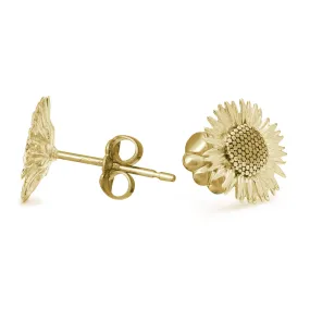 Sunflower Solid Gold Stud Earrings