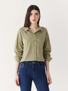 The Fluid Long Sleeve Blouse in Weeping Willow