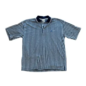 Vintage 90s Blue Stripped Nike Polo Shirt - Extra Large